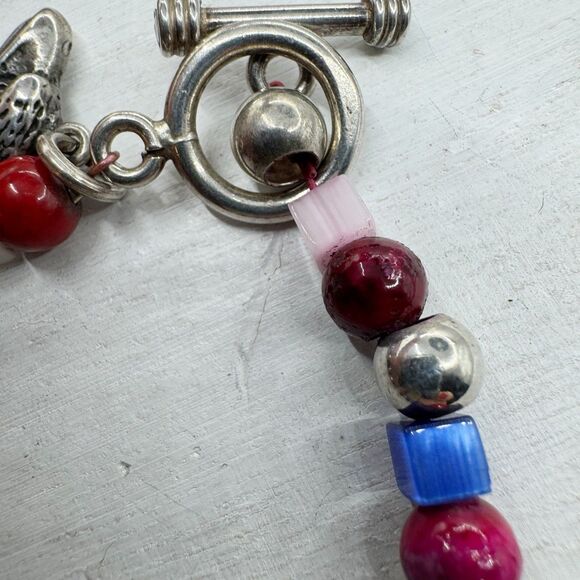 Patriotic Fourth Of July Bald Eagle Sterling Silver Beaded Bracelet USA Holiday - Picture 7 of 14